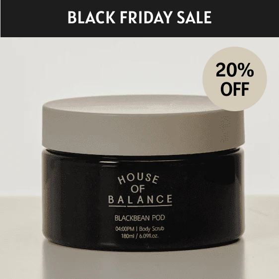 House of Balance Black Bean Pod Body Scrub – exfoliating, brightening, and hydrating skincare