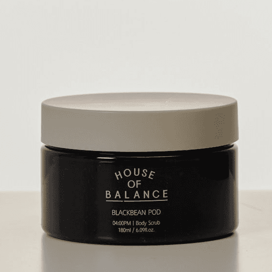 House of Balance Black Bean Pod Body Scrub – exfoliating, brightening, and hydrating skincare